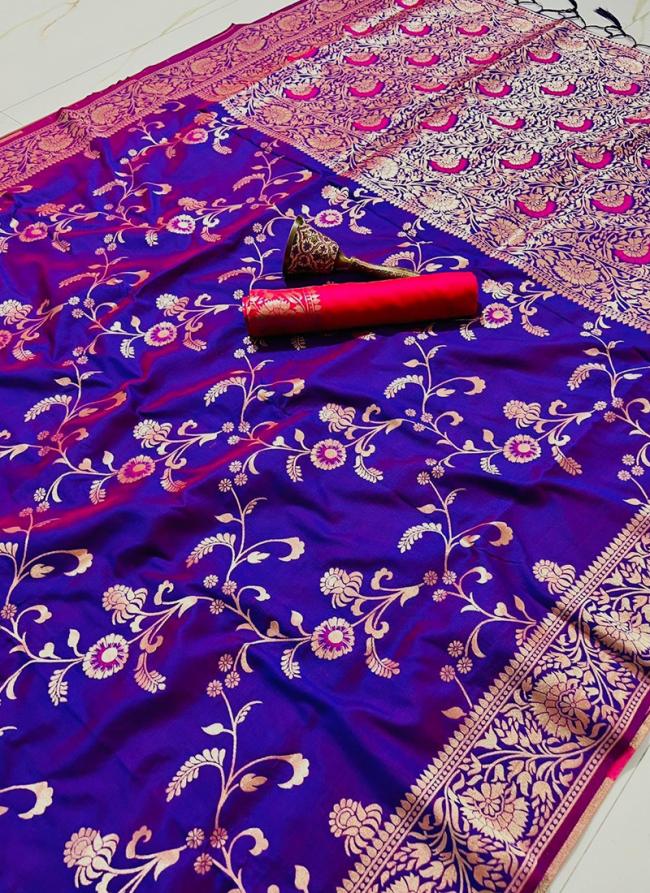 Silk Royal Blue Festival Wear Weaving Saree